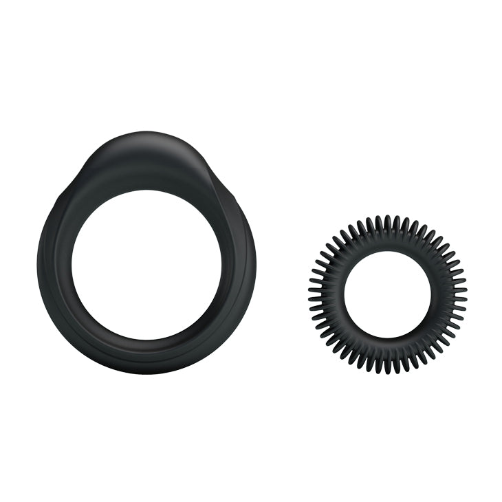 Titan Silicone Manhood Cock Ring 2 pack Black