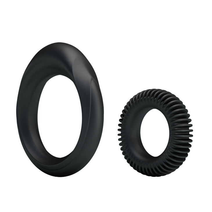 Titan Silicone Manhood Cock Ring 2 pack Black