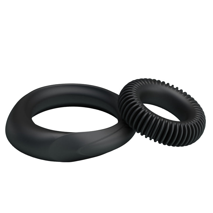 Titan Silicone Manhood Cock Ring 2 pack Black