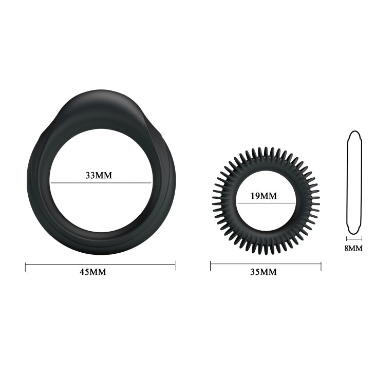 Titan Silicone Manhood Cock Ring 2 pack Black