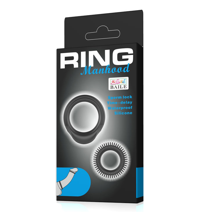 Titan Silicone Manhood Cock Ring 2 pack Black