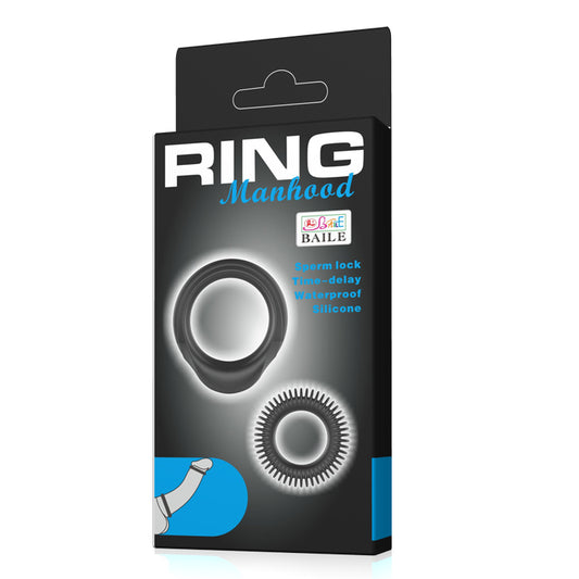 Titan Silicone Manhood Cock Ring 2 pack Black
