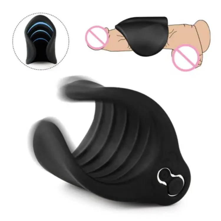 Black Silicone Vibrating Masturbation Sleeve