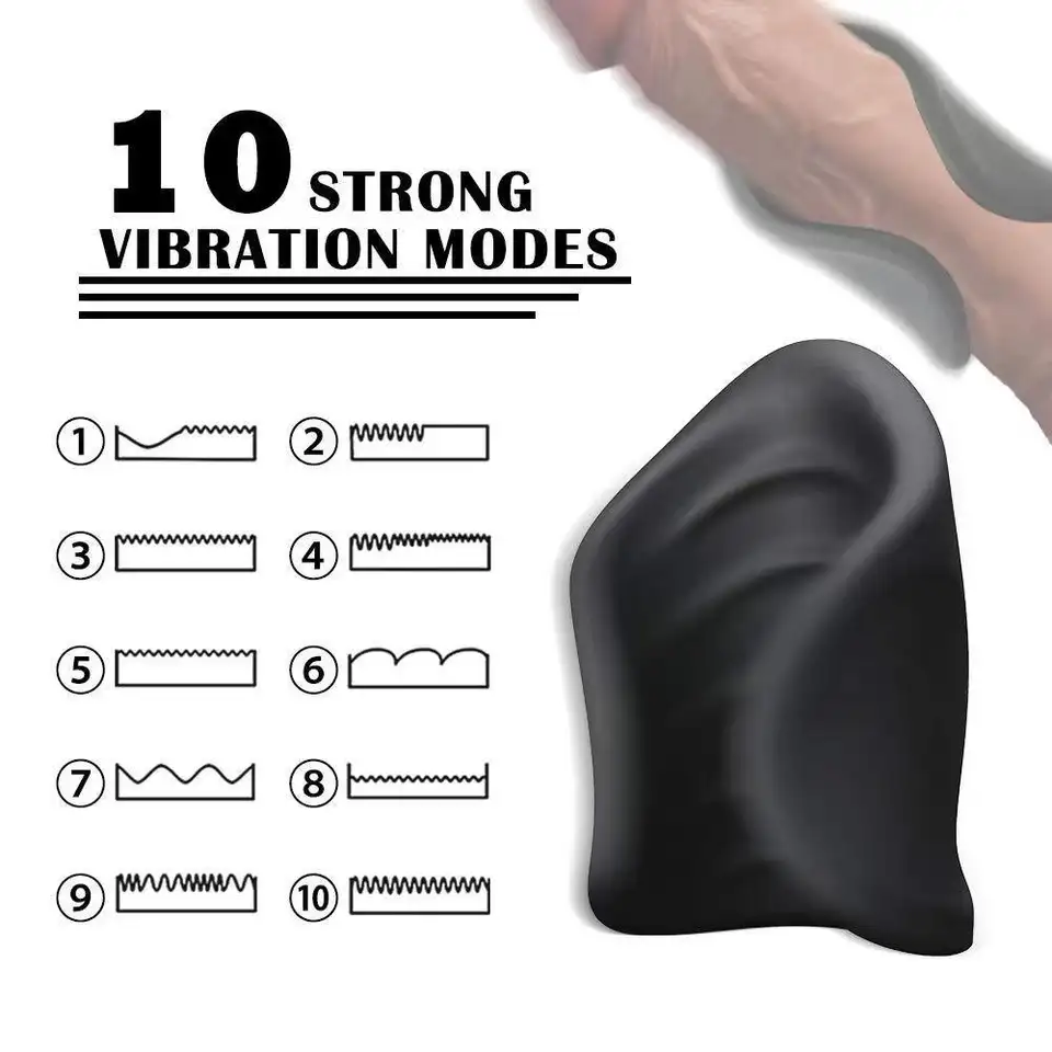 Black Silicone Vibrating Masturbation Sleeve