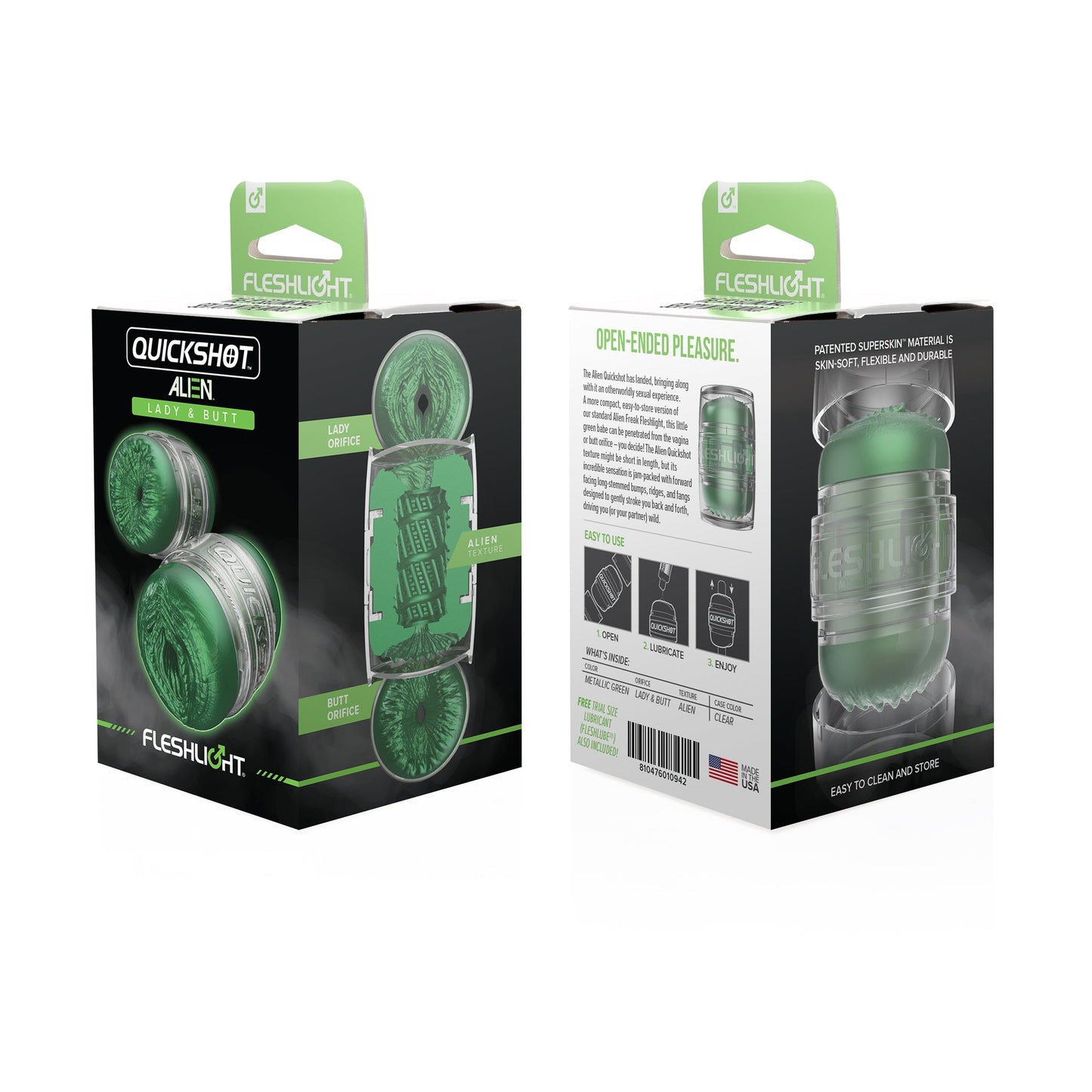 Fleshlight Quickshot Alien Green Metallic Lady/Butt