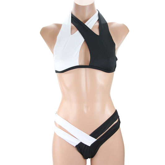 Black & White Cross Style Bikini Set
