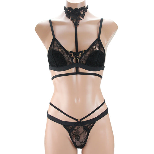 Lacy Lingerie Set with Collar