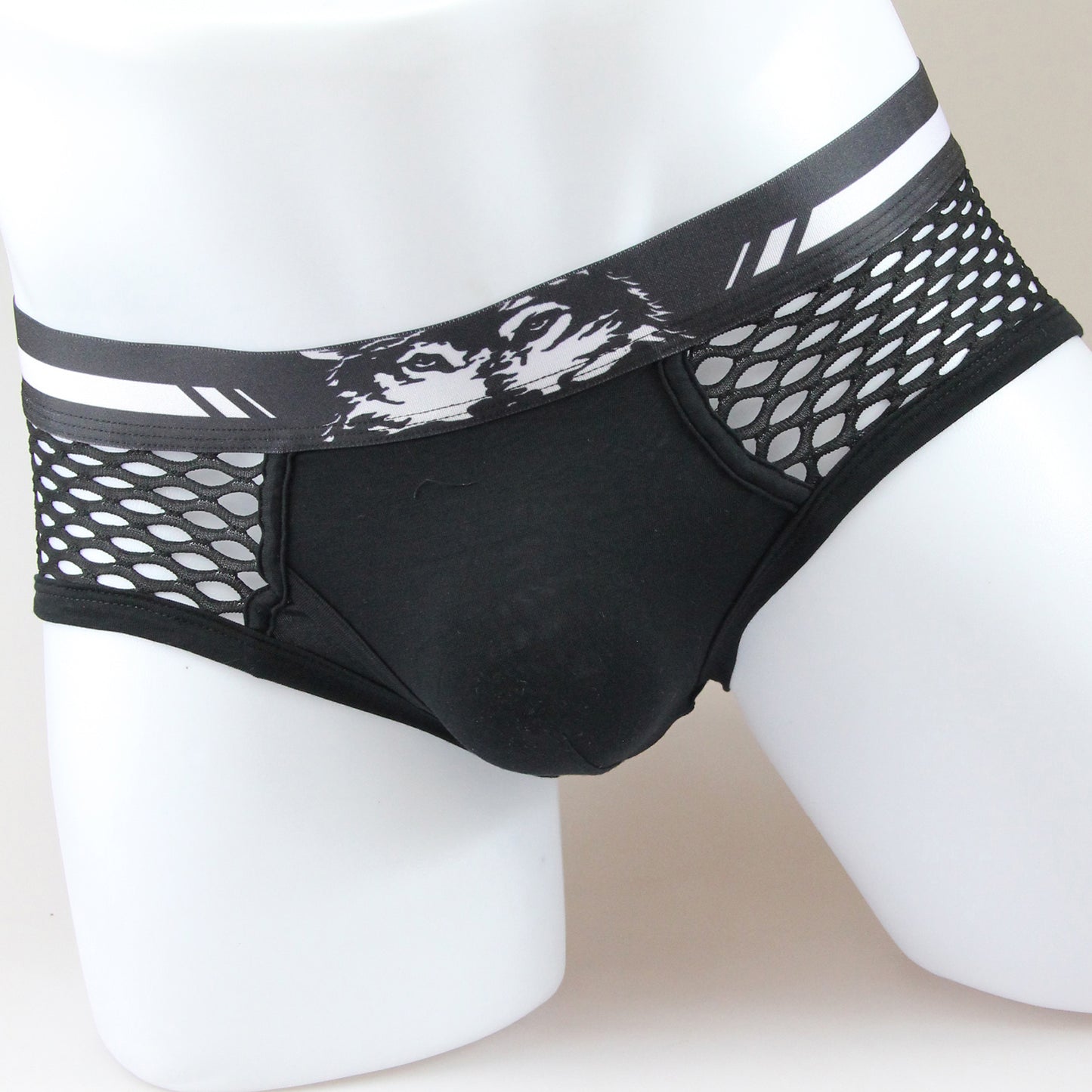 Wolf Eye Print Mesh Brief