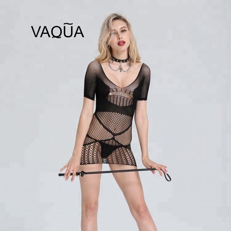 Sexy Lingerie Fishnet body stocking dress short sleeve one size fits 8-18