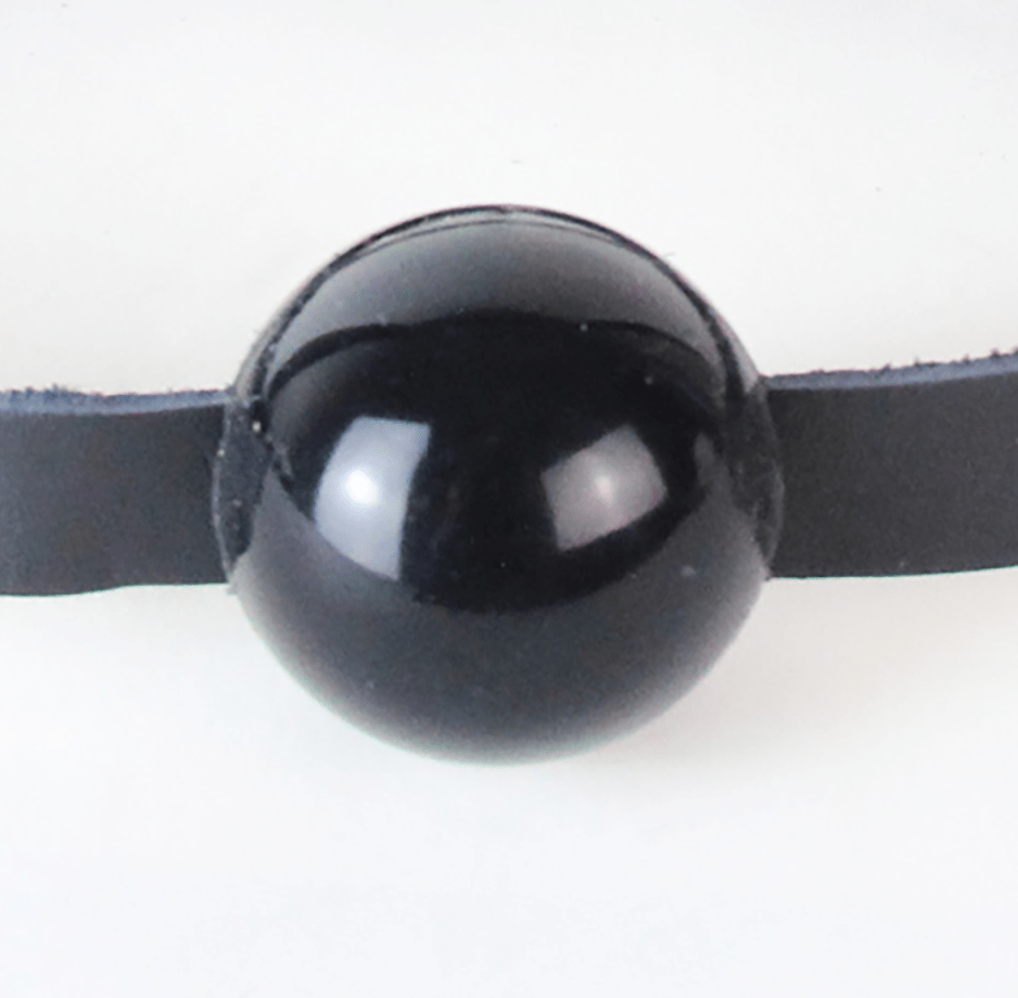 Gold Leather Fetish Bondage BDSM Gag Small Solid Rubber Ball