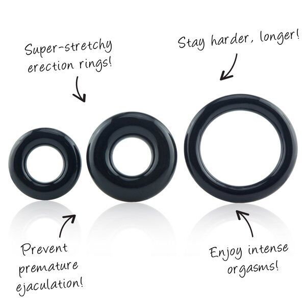 ScreamingO RingO x3 Clear multi pack harder erection cock ring set