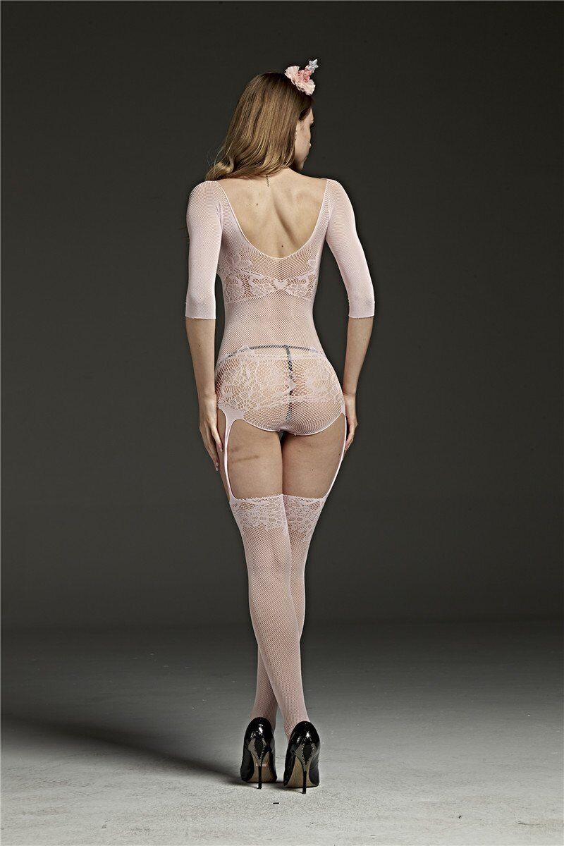 Sexy Lingerie Apricot Crutchless body stocking