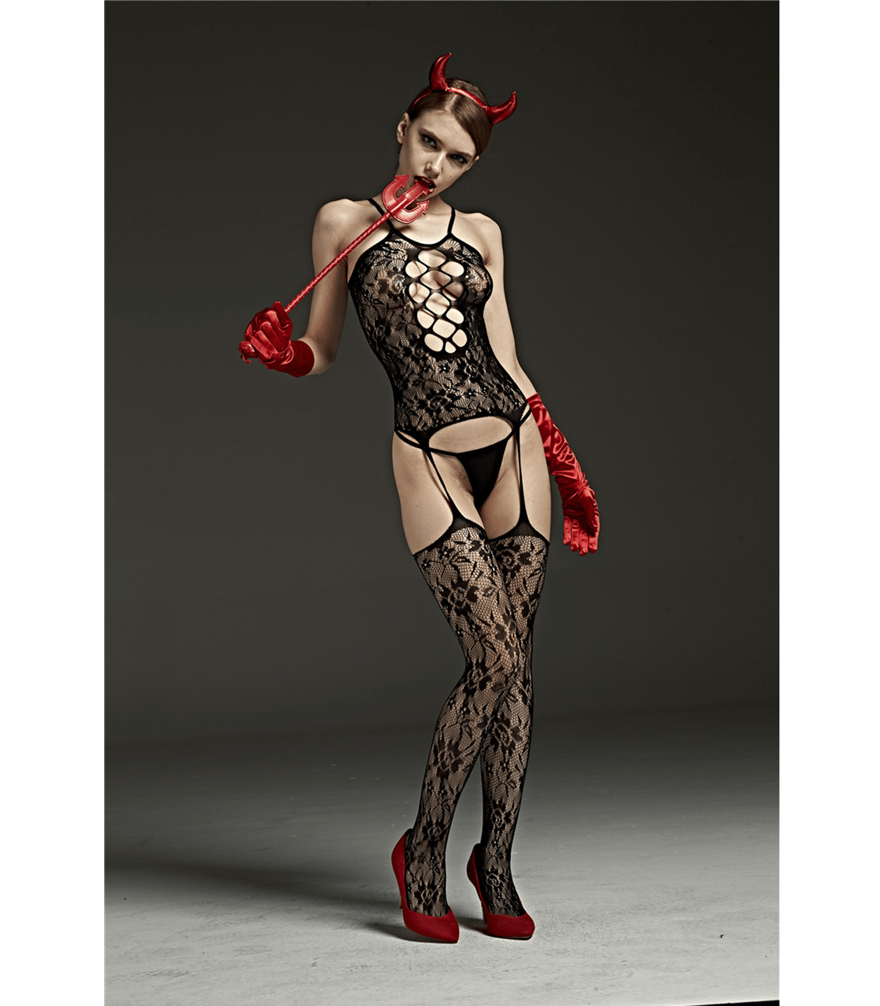 Sexy Lingerie Spaghetti Strap Lace Crutchless Body Stocking