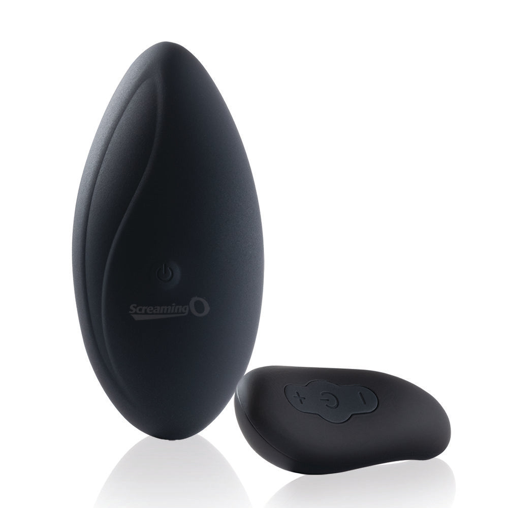 Rechargeable ergonomic remote control vibrating panty set - Black ScreamingO Panty Vibrator