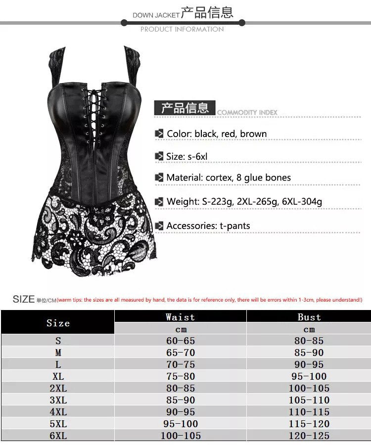 Synthetic PU Lacy Skirt Corset 7050