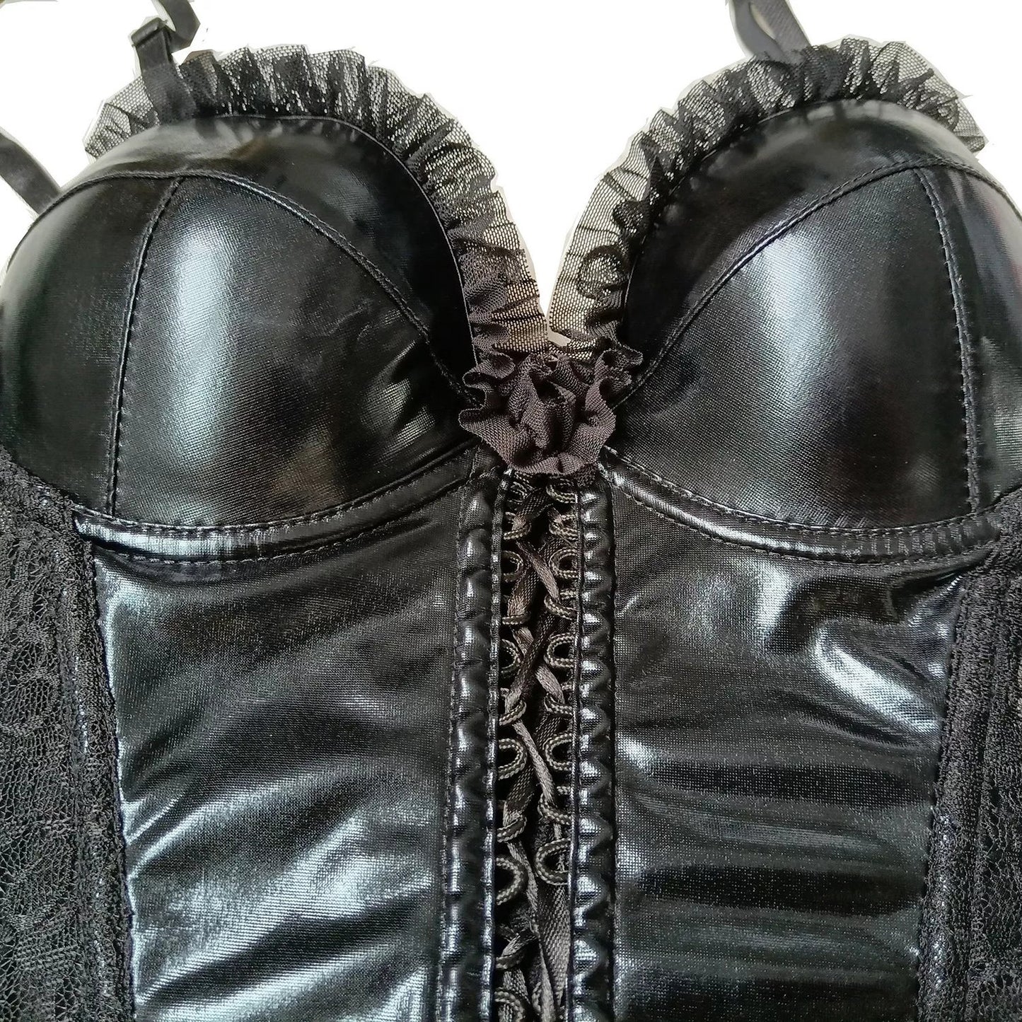 Synthetic PU Mesh Lingerie Corset 1906