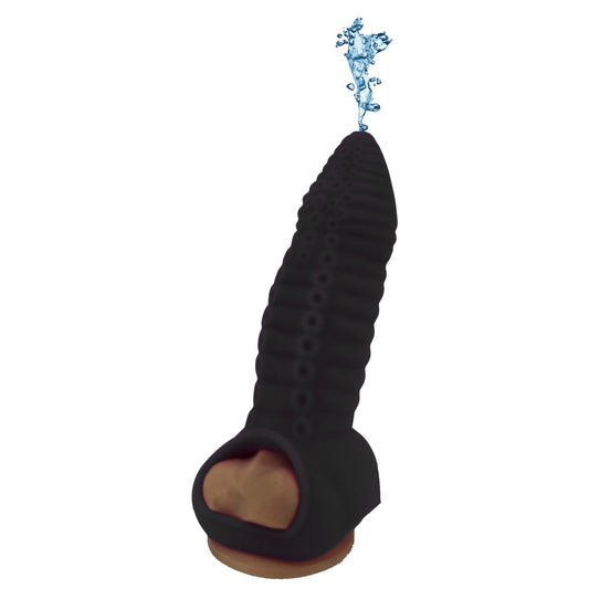 19cm Tentacle Fantasy Penis Sleeve with Hole Black SLV-1160-BL-HOLE