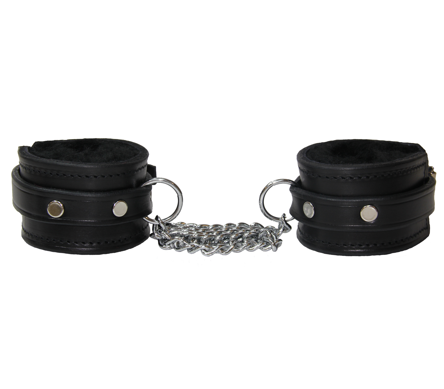 SHEEPSKIN LINED WRIST CUFFS WITH CHAIN JOIN