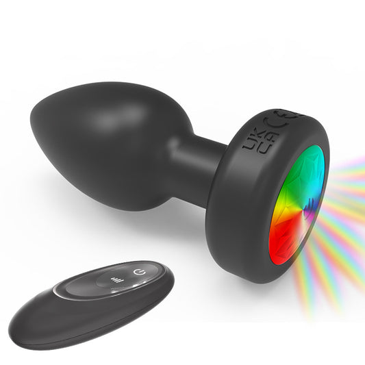 Remote LED Lights Silicone Butt Plug - Black