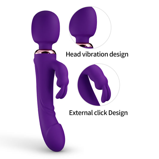Purple 30 Function Wand + Rabbit + Dildo Vibrator