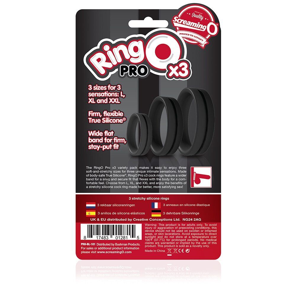 RingO Pro x 3 - Black adult sex toy vibrator sexual aid