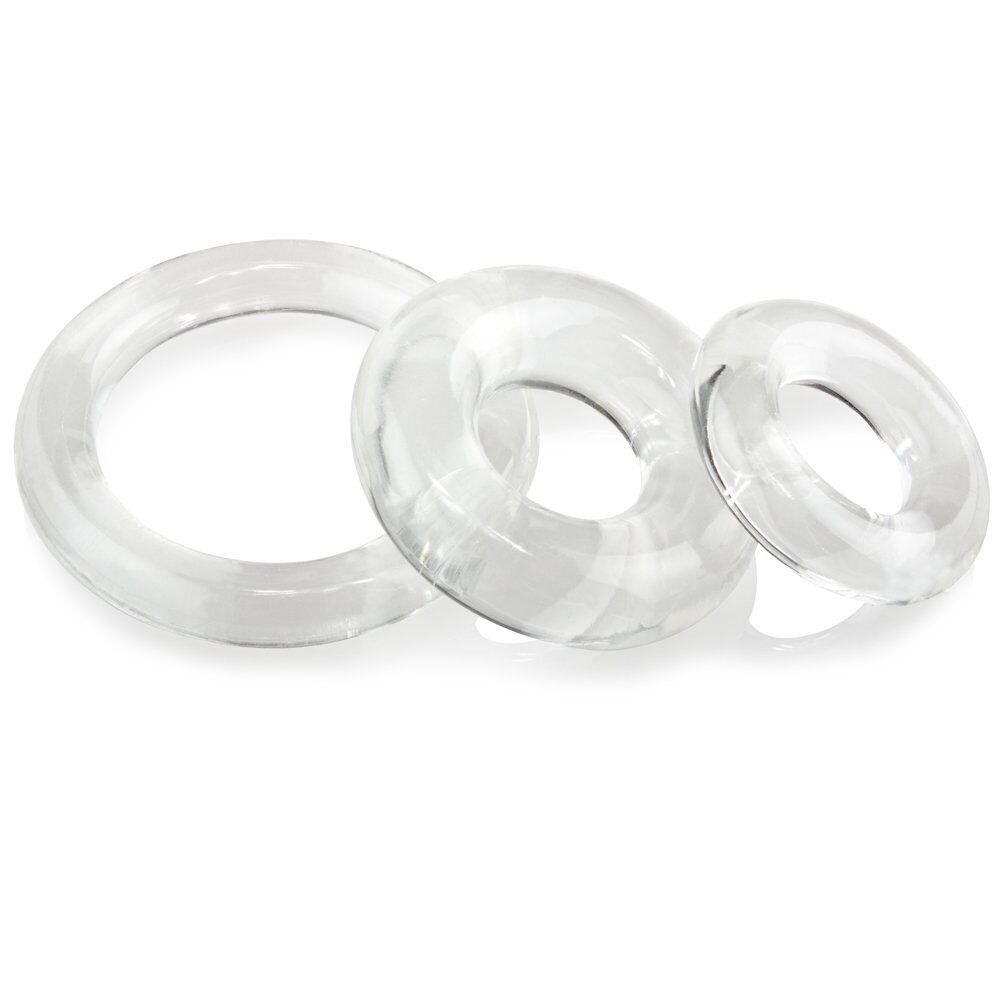 ScreamingO RingO x3 Clear multi pack harder erection cock ring set