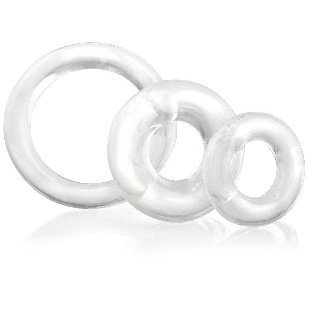 ScreamingO RingO x3 Clear multi pack harder erection cock ring set