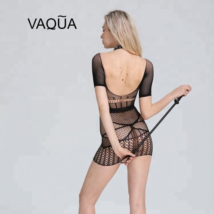 Sexy Lingerie Fishnet body stocking dress short sleeve one size fits 8-18