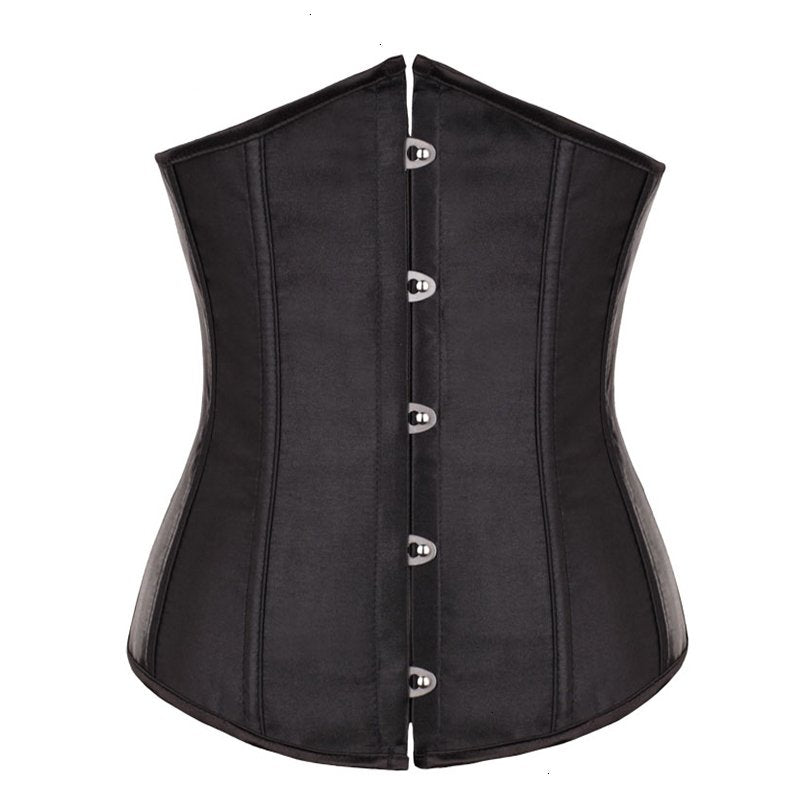 Satin Synthetic Leather Corset Bustier 2833