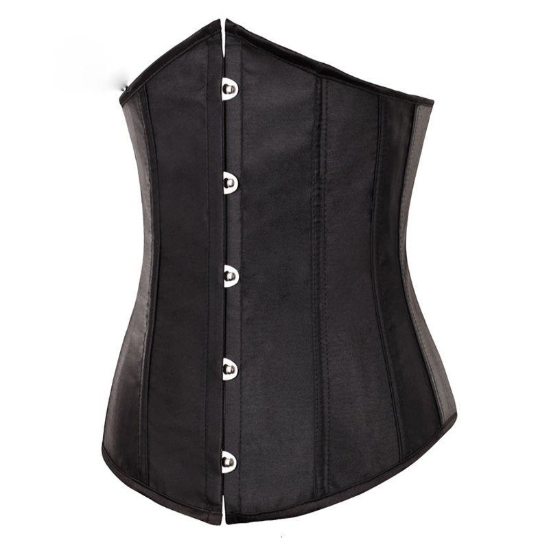 Satin Synthetic Leather Corset Bustier 2833