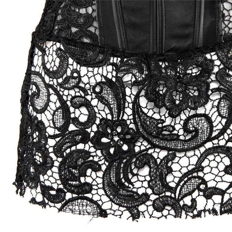 Synthetic PU Lacy Skirt Corset 7050