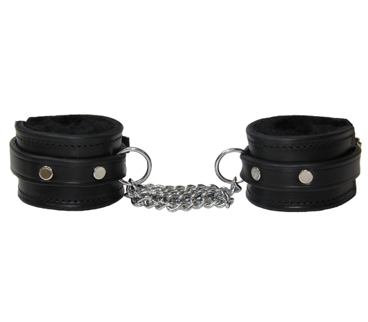 SHEEPSKIN LINED WRIST CUFFS WITH CHAIN JOIN